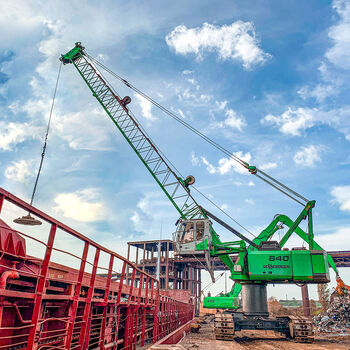 SENNEBOGEN duty cycle crane 40 tonne 640 scrap compaction port handling